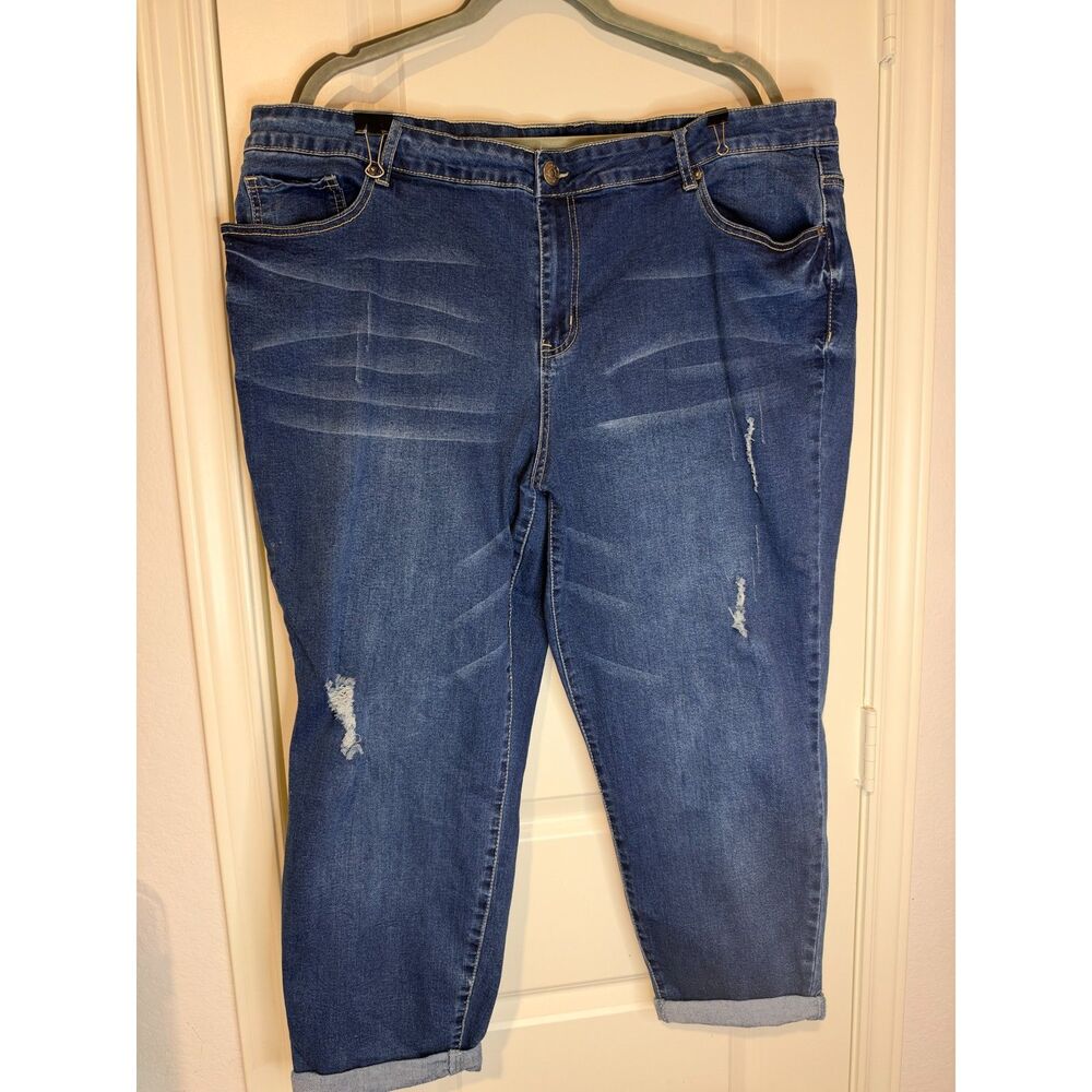 Avenue Denim Jeggings Jeans Size 24 Petite Stretch Distressed Cuffed
